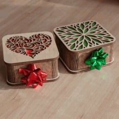 Laser Cut Wooden Gift Box, Wooden Wedding Gift Box, Storage Box Vector File