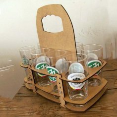 Laser Cut Wooden Glass Holder Carrier Drink Glass Organizer CDR and DXF File
