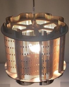 Laser Cut Wooden Grill Shade Ceiling Lamp CDR File