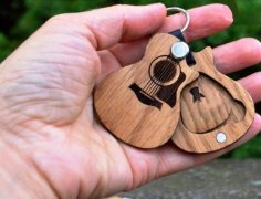 Laser Cut Wooden Guitar Keychain CDR File