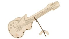 Laser Cut Wooden Guitar on Stand Decoration Flower Basket 3mm Plywood Vector File