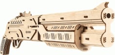 Laser Cut Wooden Gun 3D Model Design CDR, DXF, PDF and Ai Vector File