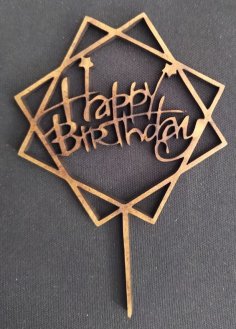 Laser cut Wooden Happy Birthday Cake Topper DXF File