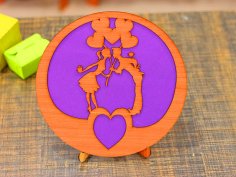 Laser Cut Wooden Happy Valentine Day Frame Couple Frame Gift Idea 3mm Vector File