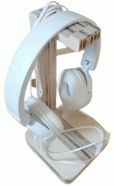 Laser Cut Wooden Headphone Stand, Wooden Headset Holder Free Vector File