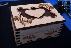 Laser Cut Wooden Heard Ring Box CNC Wooden Wedding Gift Box CDR File