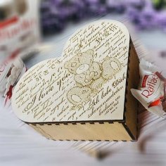 Laser Cut Wooden Heart Box Wedding Gift Box Chocolate Box Vector File