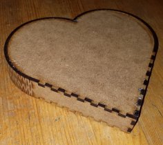 Laser Cut Wooden Heart Gift Box CDR and SVG File