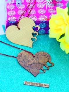 Laser Cut Wooden Heart Gift Tags Packing Gift Idea for Valentine Day DXF and CDR File