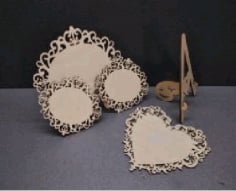 Laser Cut Wooden Heart Patterned Frame CDR and DXF File