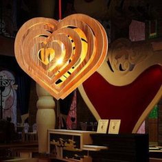 Laser Cut Wooden Heart Shape 3D Lamp Free CDR and DXF Vector File