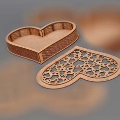Laser Cut Wooden Heart Shape Gift Box Wedding Ring Box Heart Box Vector File