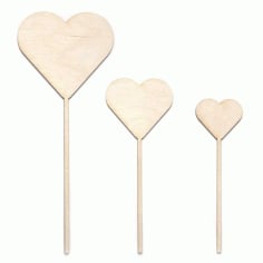 Laser Cut Wooden Heart Shaped Cake Topper Free Vector