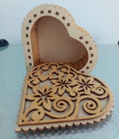 Laser Cut Wooden Heart Shaped Gift Box CDR Vector File