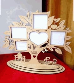 Laser Cut Wooden Heart Tree Photo Frame Vector File