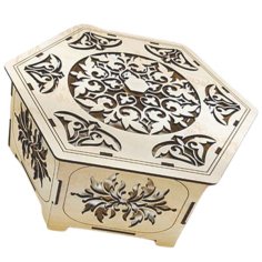 Laser Cut Wooden Hexagonal Gift Box Jewelry Box Wedding Box Free Vector File