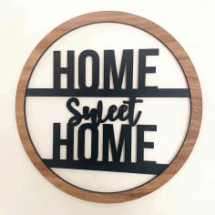 Laser Cut Wooden Home Sweet Home Name Plate CDR and Ai Vector File