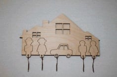 Laser Cut Wooden Home Wall Key Ring Holder CDR File