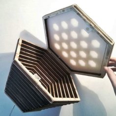 Laser Cut Wooden Honeycomb LED Lamp CDR File