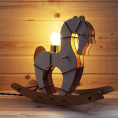 Laser Cut Wooden Horse 3D Puzzle Lamp CDR Vectors File