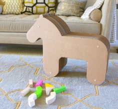 Laser Cut Wooden Horse Chair for Children Vector File