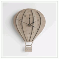 Laser Cut Wooden Hot Air Balloon Wall Clock Vector File