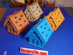 Laser Cut Wooden House Box Mini House For Kids Jewelry Box Ai SVG and CDR File