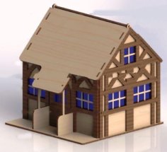 Laser Cut Wooden House Model Layout Vector File for Laser Cutting