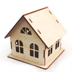 Laser Cut Wooden House Model Mini House Toy for Decor DXF and SVG File