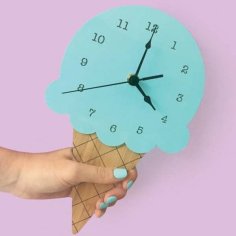 Laser Cut Wooden Ice Cream Clock Layout DXF and SVG File