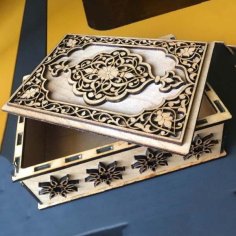 Laser Cut Wooden Intricate Jewelry Box Wedding Gift Box Plywood 4mm Vector File