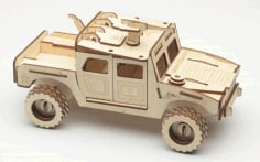 Laser Cut Wooden Jeep 3D Puzzle Toy Free DXF File