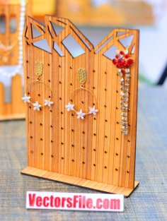 Laser Cut Wooden Jewelry Stand Earring Holder Organizer Stand 3mm DXF and CDR File