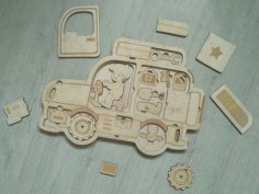 Laser Cut Wooden Jigsaw Puzzle for Kids Educational Puzzle Game Free Vector