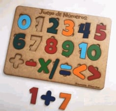 Laser Cut Wooden Kids Education Numbers Game Vector File