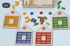 Laser Cut Wooden Kids Educational Puzzle Toy Free Vector