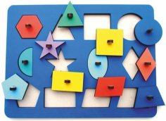 Laser Cut Wooden Kids Montessori Geometric Puzzle Toy Vector File