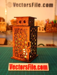 Laser Cut Wooden Lantern Lamp Table Lamp Design Night Light Lamp CDR and DXF File