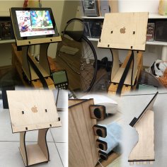 Laser Cut Wooden Laptop Table Stand CDR and DXF File