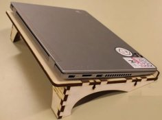 Laser Cut Wooden Layout Laptop Stand Made of Plywood CDR and DXF File