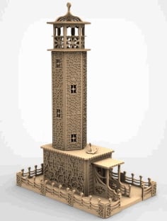 Laser Cut Wooden Lighthouse 3D Model Free Vector