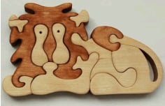 Laser Cut Wooden Lion Puzzle for Kids, Wooden Puzzle Template Vector File