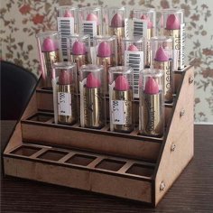 Laser Cut Wooden Lipstick Stand Makeup Organizer Box Vector File