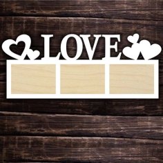 Laser Cut Wooden Love Photo Frame Family Frame Layout SVG and CDR File