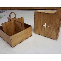 Laser Cut Wooden Mason Jar Carrier Box Organizer Vector File for Laser Cutting