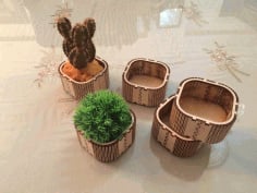 Laser Cut Wooden Mini Box Flower Box Vase DXF Vectors File