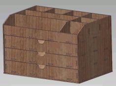 Laser Cut Wooden Mini Chest of Drawers Box, Wooden Storage Box Vector File