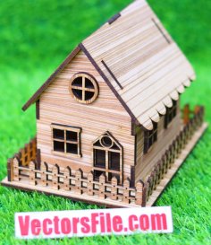 Laser Cut Wooden Mini House Model Doll House Toy House DXF and CDR File