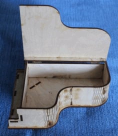 Laser Cut Wooden Mini Piano Box CDR Vectors File
