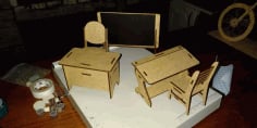 Laser Cut Wooden Miniature School Furniture DXF and CDR Vector File